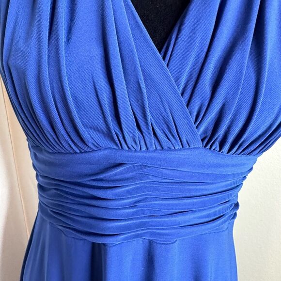 Evan Picone Electric Blue Halter Neck Pleated A-Line Dress Size 10P - Picture 5 of 8